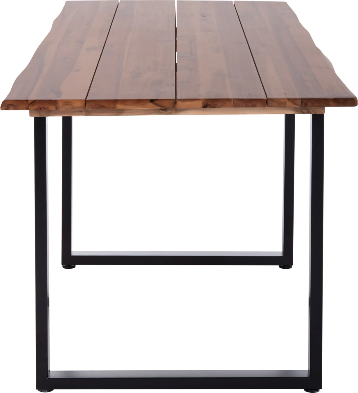 Tavolinë ngrënieje për jashtë, dru akacie, këmbë metalike, 160x80x76cm