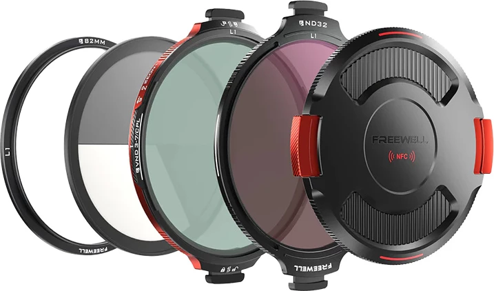 Set filtrash kamerë, Freewell FW-L1-ALD, VND3-7/CPL + ND32, sistem bllokimi mekanik, unazë 82mm
