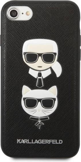 Mbështjellës Karl Lagerfeld Saffiano Karl&Choupette Head për iPhone 7/8/SE 2020/SE 2022, i zi