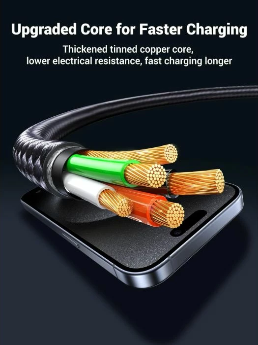 kablë karikimi USB-C 2-në-1 UGREEN 35087, 100W PD, ndarës Y me 2 dalje USB-C, e thurur nylon, gri e errët