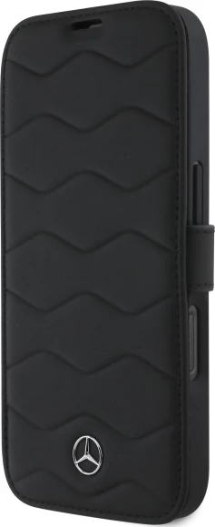 Mbështjellës Mercedes MB Waves për iPhone 16 Pro Max, lëkurë, zi