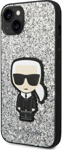 Mbështjellës Karl Lagerfeld KLHCP14MGFKPG për iPhone 14 Plus 6.7", Glitter Flakes Ikonik, argjendtë