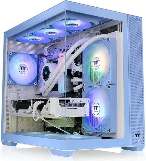 Kasë Thermaltake View 380 TG ARGB Hydrangea Blue, Midi Tower, xham i temperuar, ARGB, kaltër