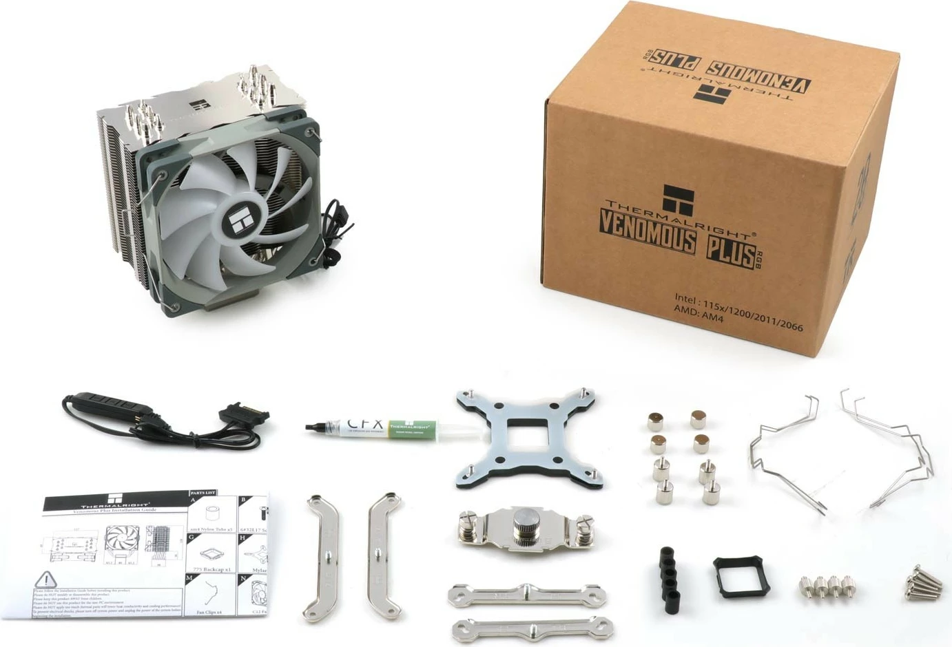 Ftohës ajri Thermalright Venomous Plus, 1500 RPM, ARGB, krom/gri