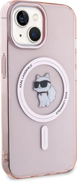 Mbështjellës Karl Lagerfeld IML Choupette MagSafe për iPhone 15, Rozë