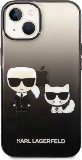 Mbështjellës Karl Lagerfeld KLHCP14STGKCK për iPhone 14, 6.1", Ikonik Karl & Choupette, i zi