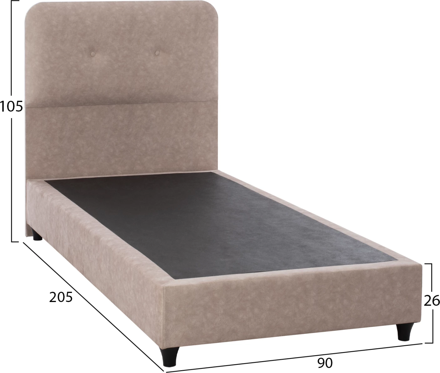 Krevat DOLORES FH649.22, pëlhurë T.NUBUCK, 90x200 cm, pa hapësirë ruajtjeje