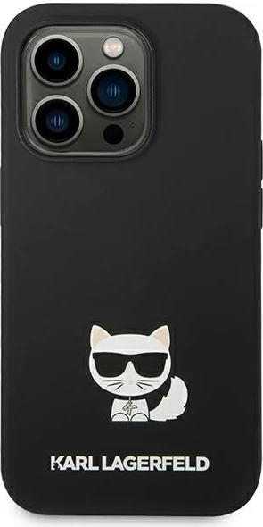 Mbështjellës Karl Lagerfeld KLHCP14LSLCTBK për iPhone 14 Pro 6.1", silikon, Choupette, zi