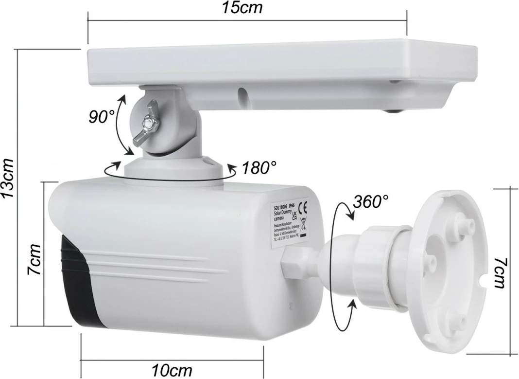 Kamerë false CEE SOL1800S me panel diellor dhe LED, e bardhë