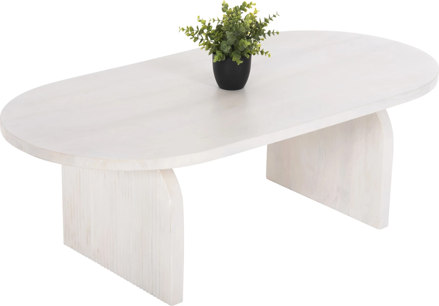 Tavolinë kafeje ovale HONKY FH9691 dru mango masiv ngjyrë bardhë 120x60x40H cm