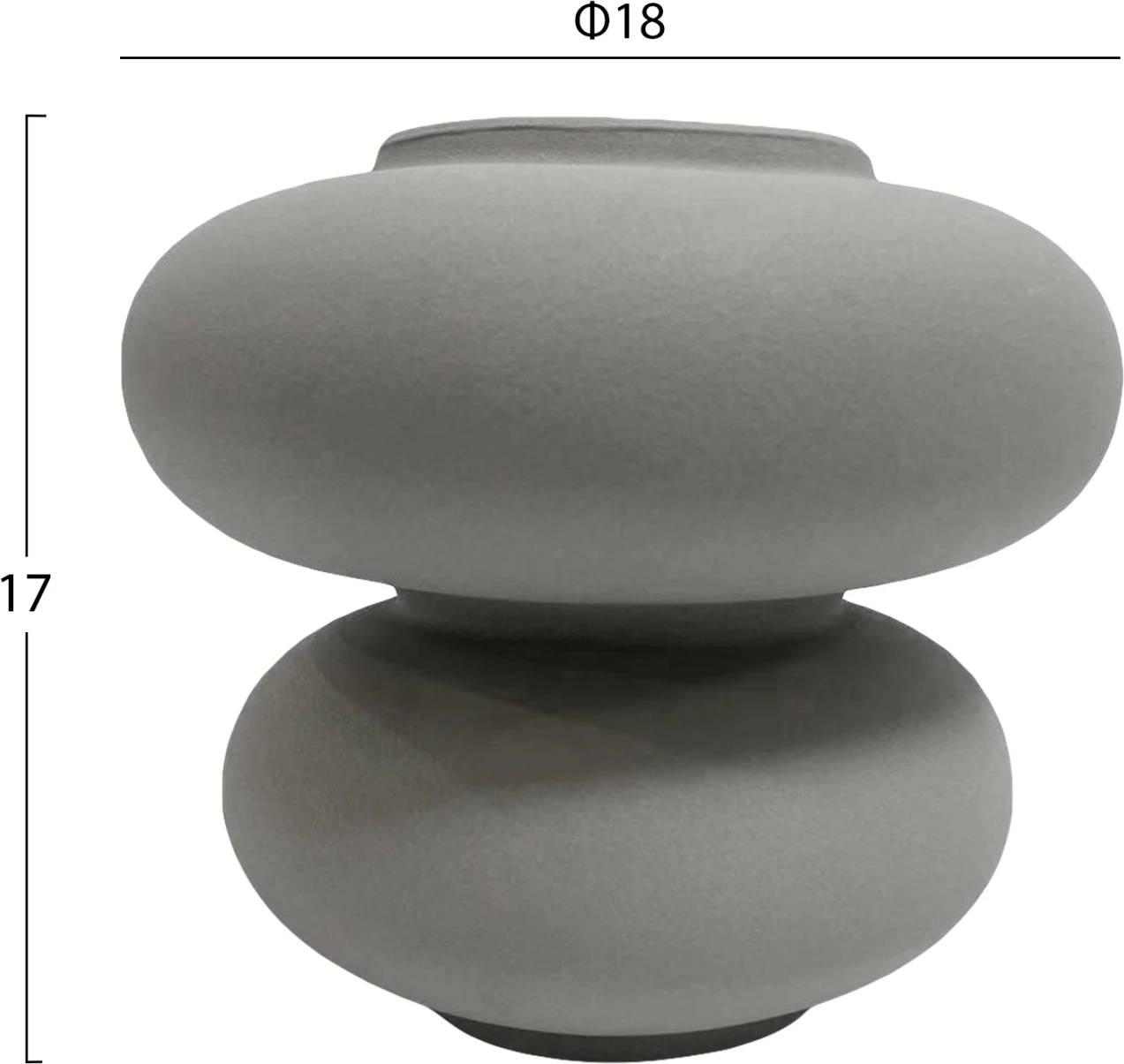 Dekor tavoline prej qeramike, ngjyrë gri mat, FH4629.03, Φ18x17H cm