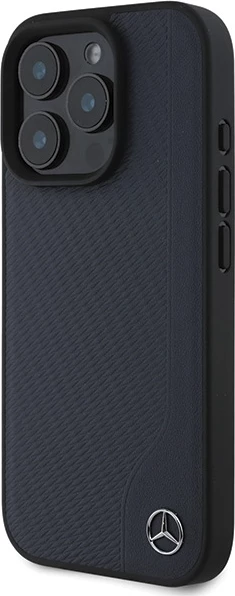 Mbështjellës Mercedes MB Wood Imitation Leather MagSafe për iPhone 16 Pro Max, Blu