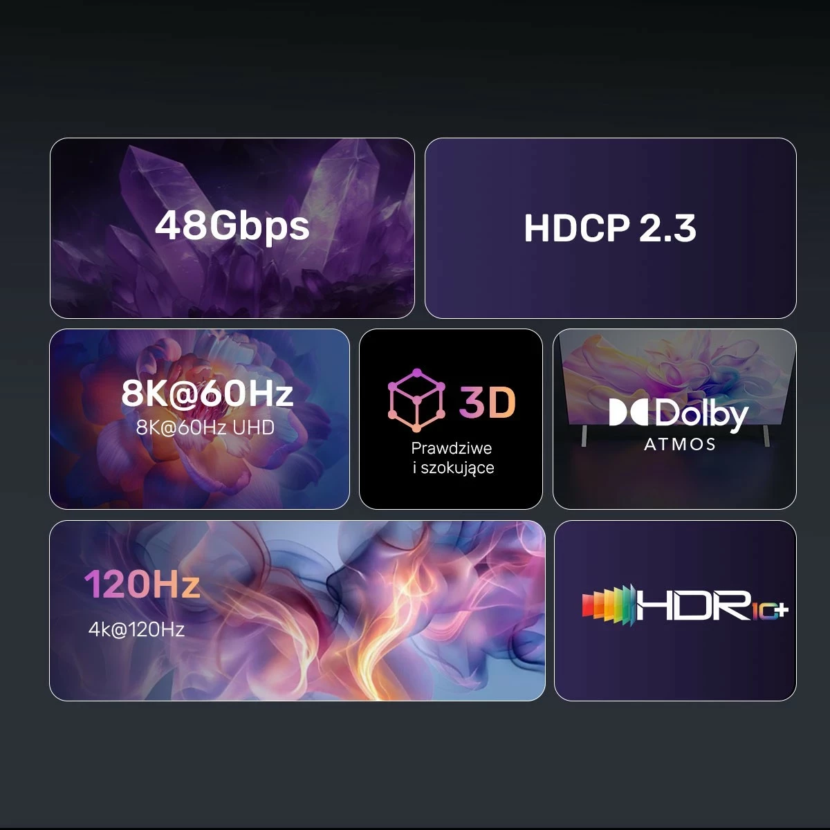 Zgjatës HDMI Unitek 2.1, 8K 1m, ngjyrë argjend e zezë