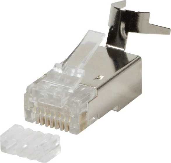 Lidhës RJ45 të mbrojtur LogiLink MP0030, set 10 copë, për Cat.6/6A/7, i argjendtë