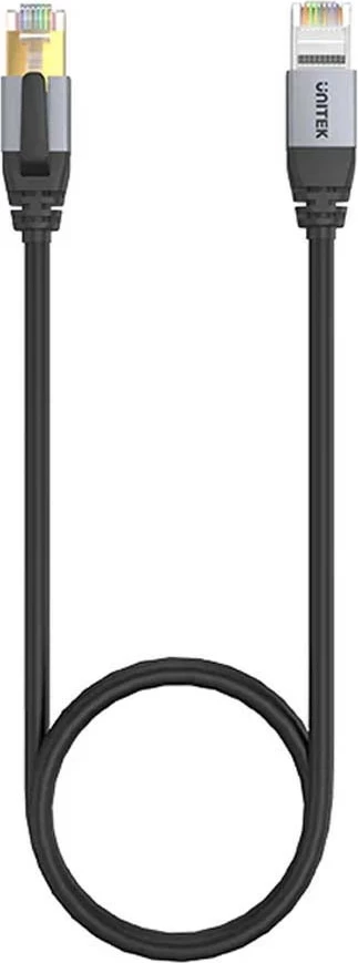 Kabëll Ethernet Unitek RJ-45 LAN, patchcord cat.8, 8m, ngjyrë zi-gri