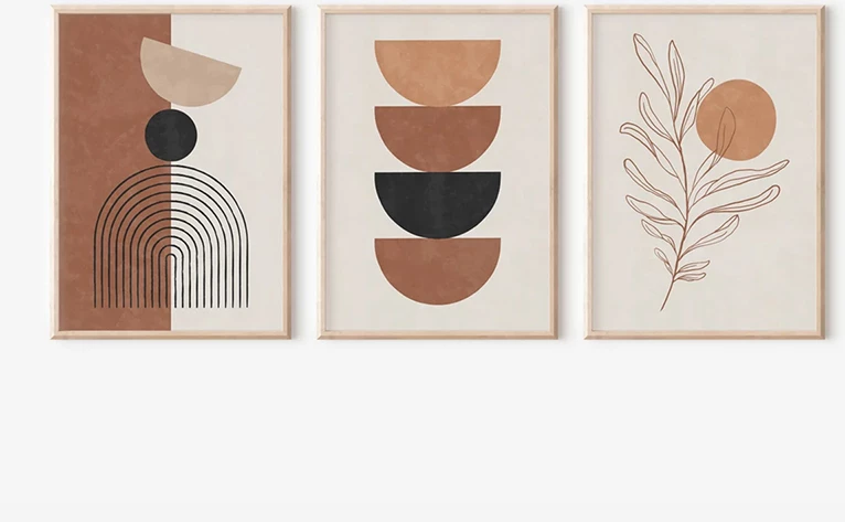 Set pikturash murale Mistel triptik, kornizë druri, shumëngjyrëshe, 33x1.5x48cm