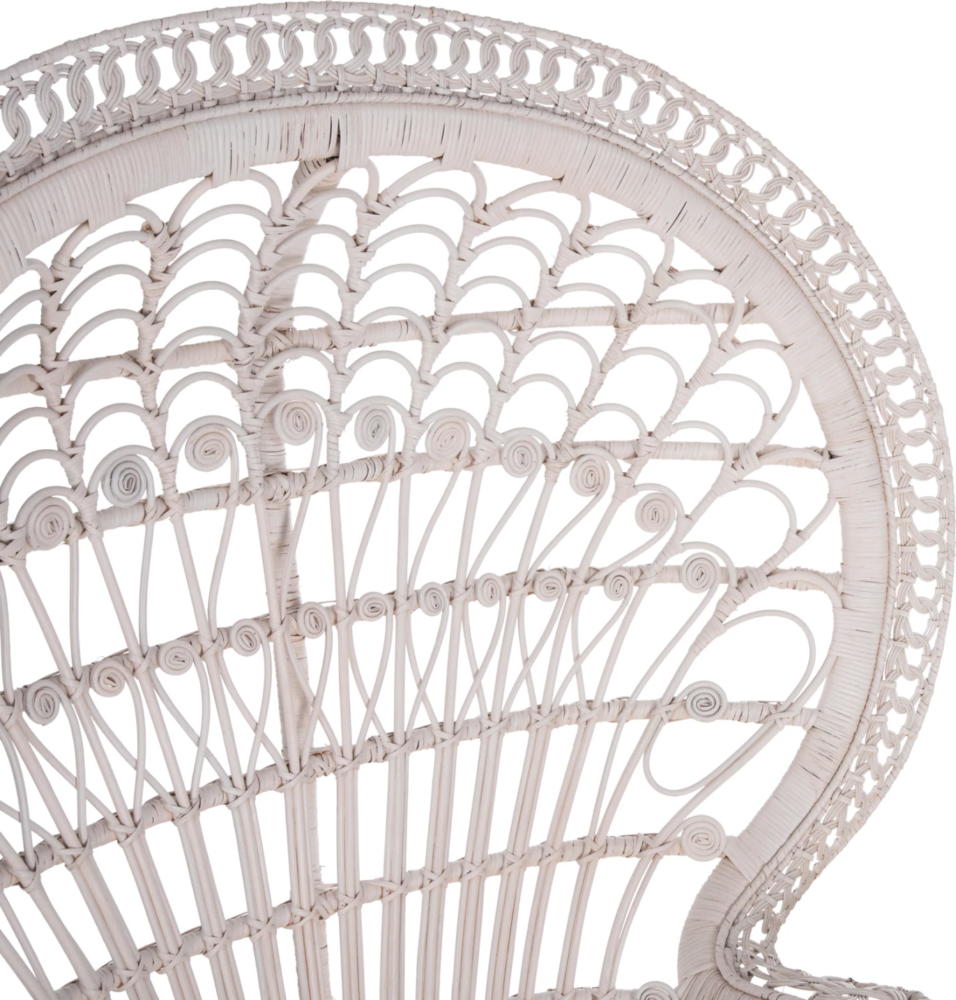 Fotelja ROYAL PEACOCK FH9342.02, ratan, ngjyrë e bardhë, jastëk i bardhë, 114x72x150Hcm