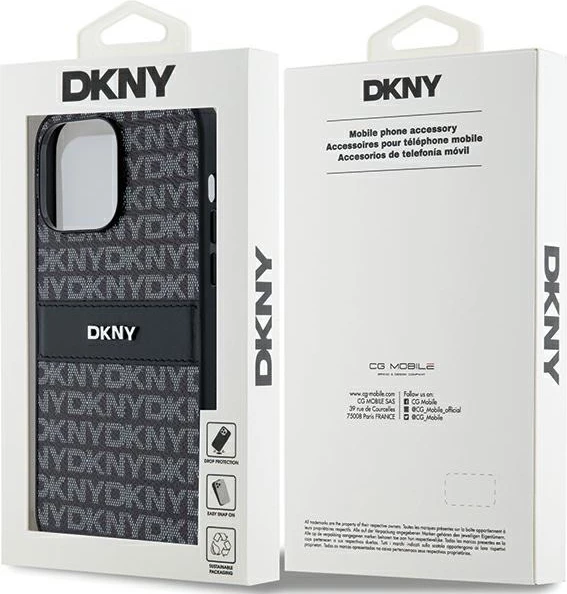 Mbështjellës DKNY Mono Stripe & Metal Logo për iPhone 14 Pro, e zezë