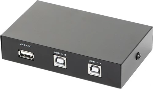 Switch USB për printer 2-nga-1, Gembird DSU-21, 2x USB Type-B në 1x USB Type-A, e zezë