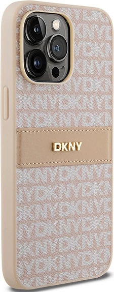 Mbështjellës DKNY Mono Stripe & Metal Logo për iPhone 14 Pro Max, rozë
