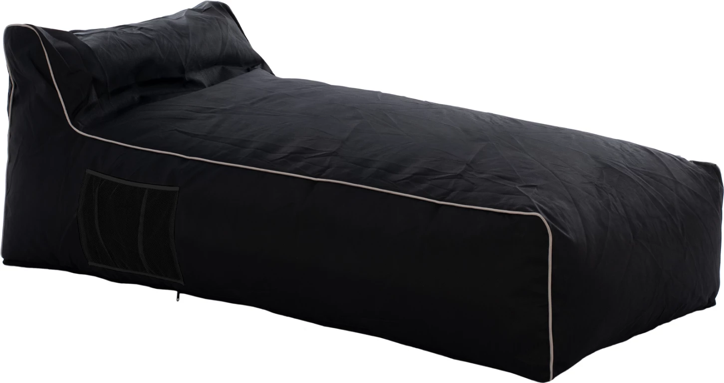 Pouf shtrirës WADELIN FH5774.12 me textilene të zezë dhe rreth të bardhë 190x80x40-60 cm