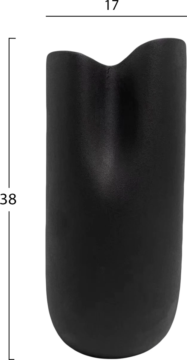 Dekor tavoline prej qeramike, ngjyrë e zezë mat, FH4606.02, 17x16.5x38H cm