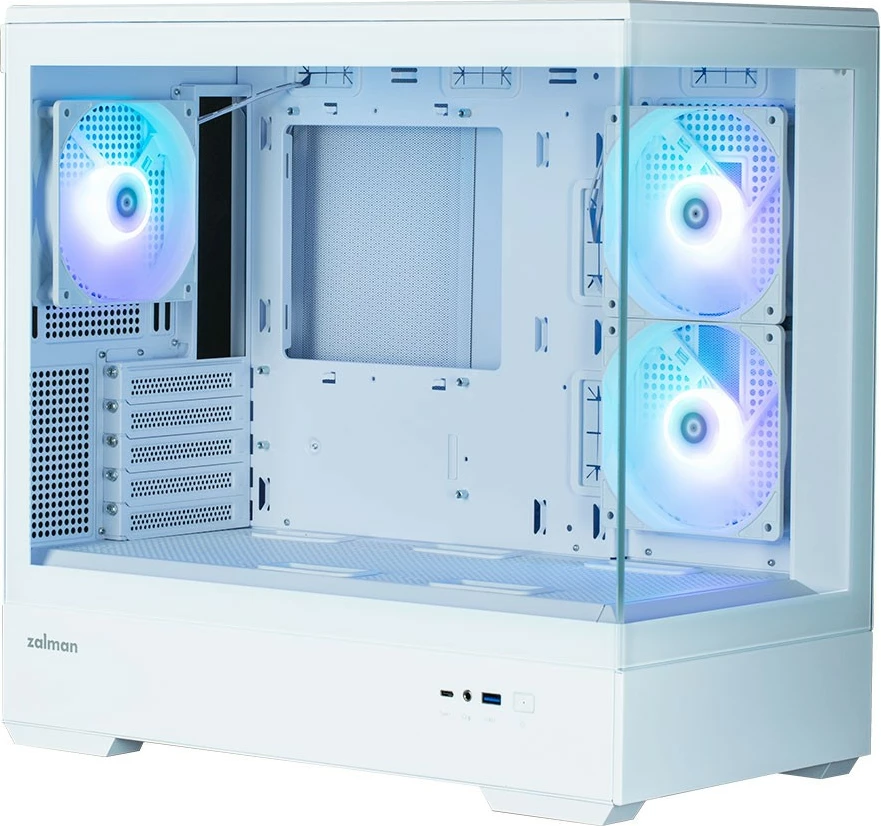 Kasë Zalman P30 White V2, Mini Tower, ARGB, Micro ATX, xham i temperuar, e bardhë