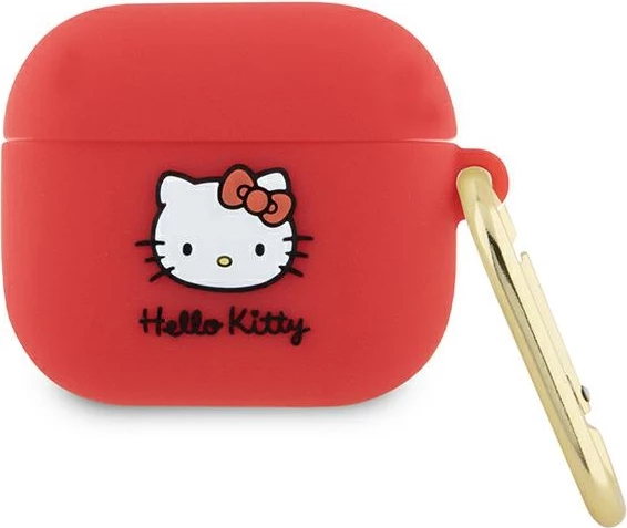 Mbështjellës Hello Kitty për AirPods 3, silikon 3D, me unazë, kuqe
