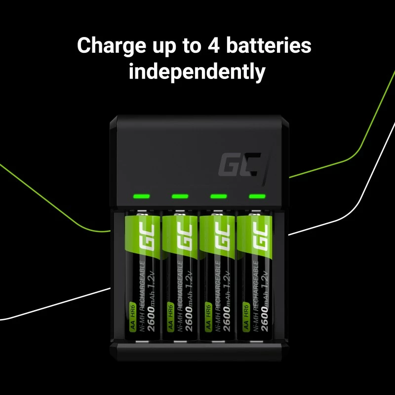 Karikues baterish Green Cell GC VitalCharger me 4x AA 2000mAh, Zi