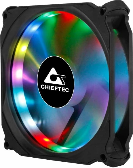 Set ventilatorësh RGB CHIEFTEC TORNADO CF-3012-RGB, 3x120mm, ARGB +5V, me kontrollor & telekomandë, e zezë, paketë 3 copë