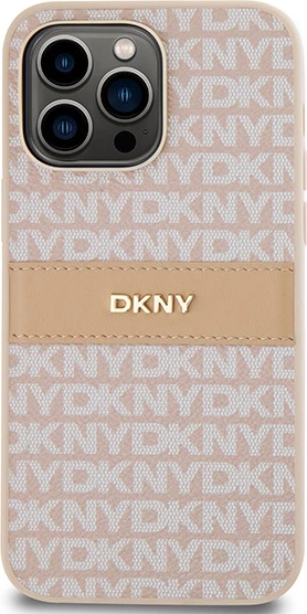 Mbështjellës DKNY Mono Stripe & Metal Logo për iPhone 14 Pro Max, rozë