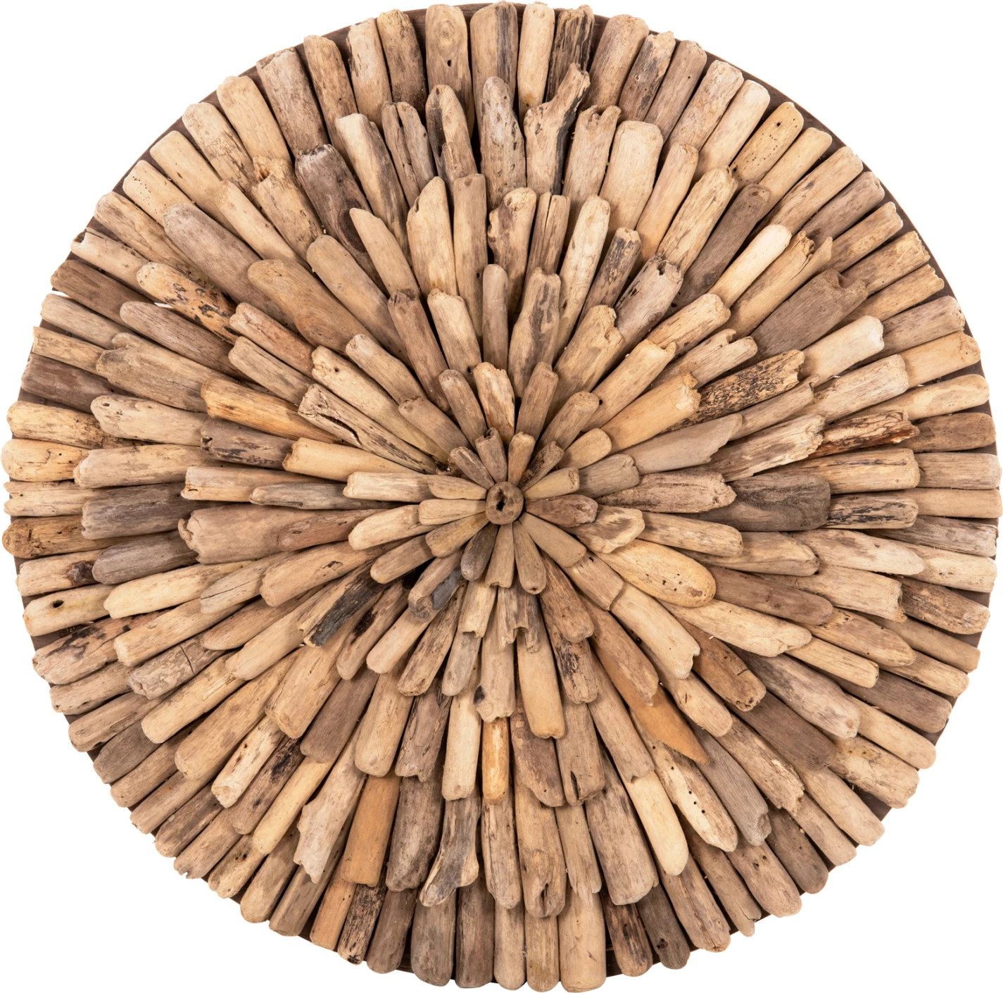 Dekor muri i rrumbullakët CHIIKI FH4298, dru natyral, Φ60 cm