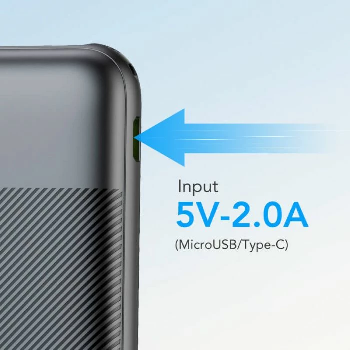 Powerbank VEGER L10S 10,000 mAh me ekran LCD/LED PD20W, e zezë, set me kabllo USB-A në Type-C