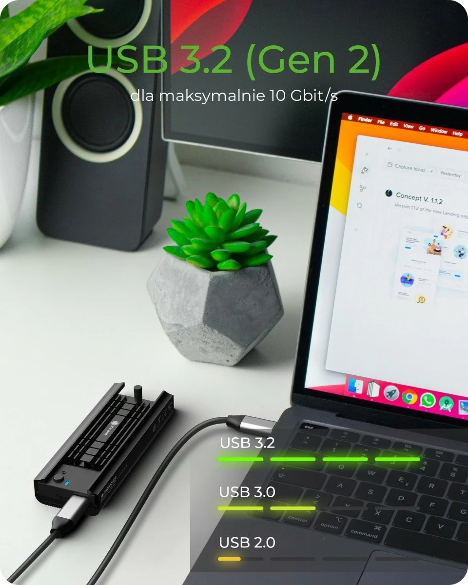 Docking station IcyBox IB-180MC-C31 për SSD M.2 NVMe & SATA, USB 3.2 Type-C, Alumini, Zi