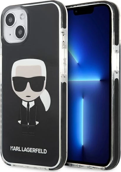 Mbështjellës Karl Lagerfeld KLHCP13STPEIKK për iPhone 13 mini 5.4", i fortë, i zi Iconik Karl
