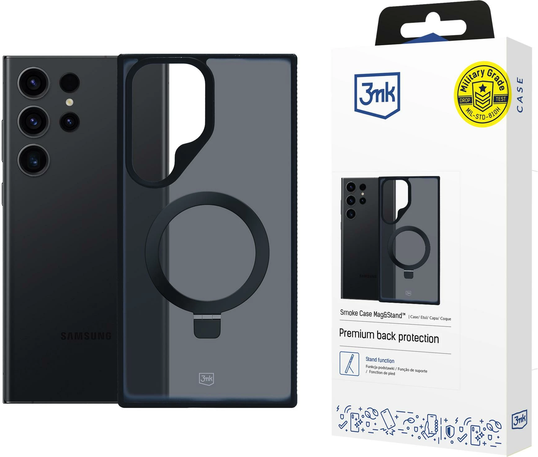 Mbështjellës 3mk Smoke Case Mag&Stand për Samsung Galaxy S24 Ultra, i zi