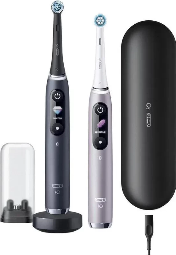 Furçë dhëmbësh elektrike Oral-B iO 9 Duo, Bluetooth, 2 doreza, ngjyrë e zezë/rozë