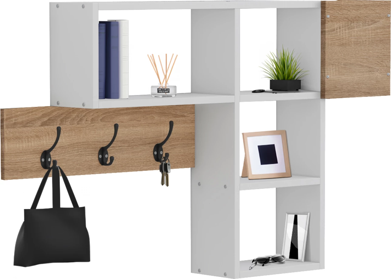 Varëse hyrëse me rafte HARLAN FH8973.12 melaminë në ngjyrë Sonama-Bardhë 99,5x15x61Hcm