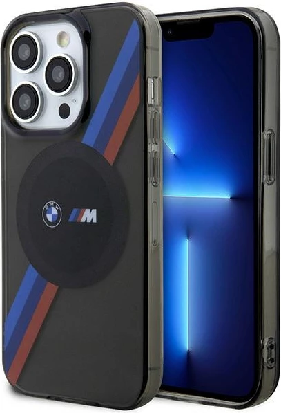 Mbështjellës BMW BMHMP14XHDTK për iPhone 14 Pro Max 6.7", Tricolor Stripes MagSafe, Gri