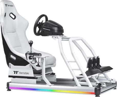 Karrige gaming Thermaltake GR500 Snow, simulator gare, me ndriçim RGB, e bardhë