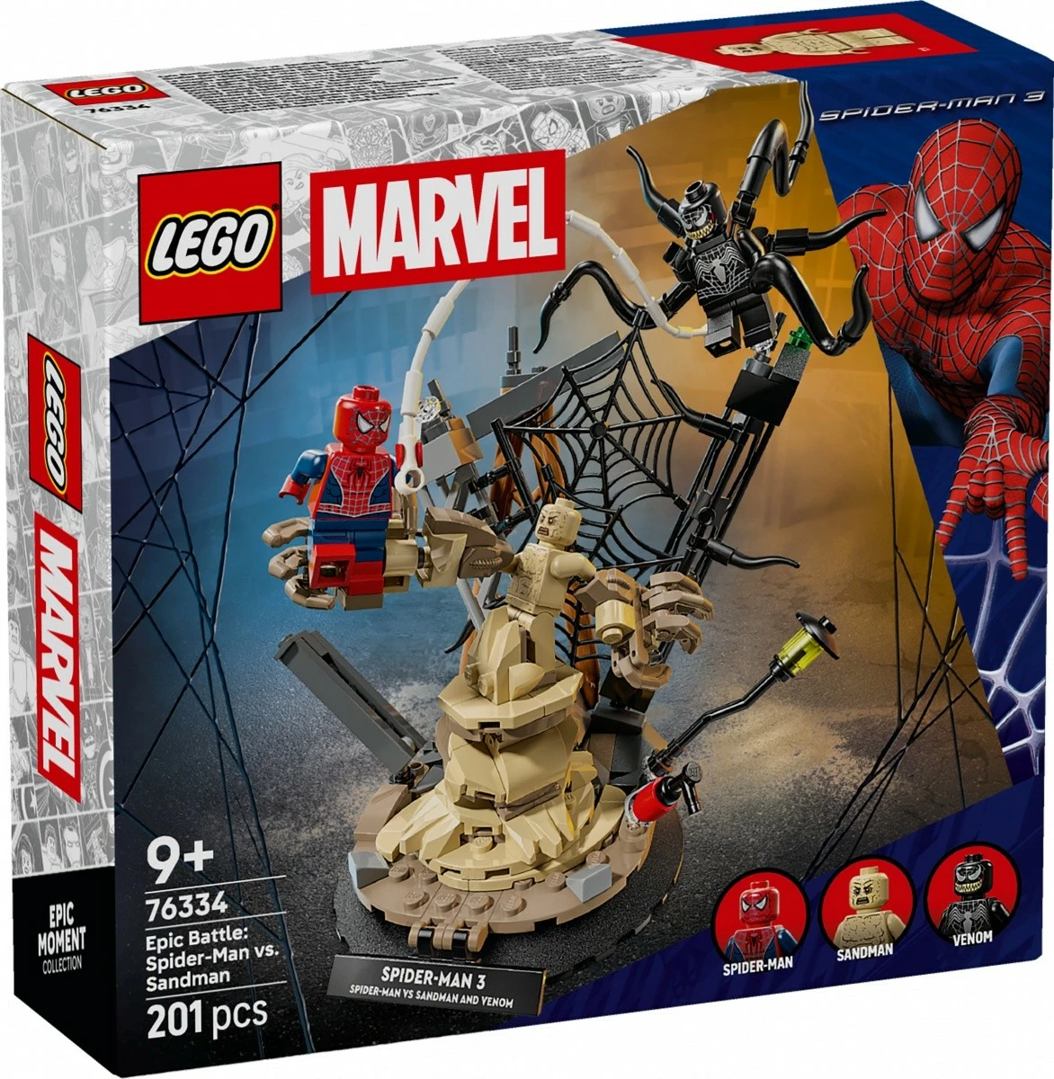 Set ndërtimi LEGO Marvel 76334 Epic Battle: Spider-Man vs. Sandman, 201 pjesë, 9+