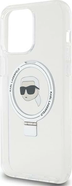 Mbështjellës Karl Lagerfeld KLHMP15XHMRSKHH për iPhone 15 Pro Max 6.7", Ring Stand Karl Head, MagSafe, Bardhë