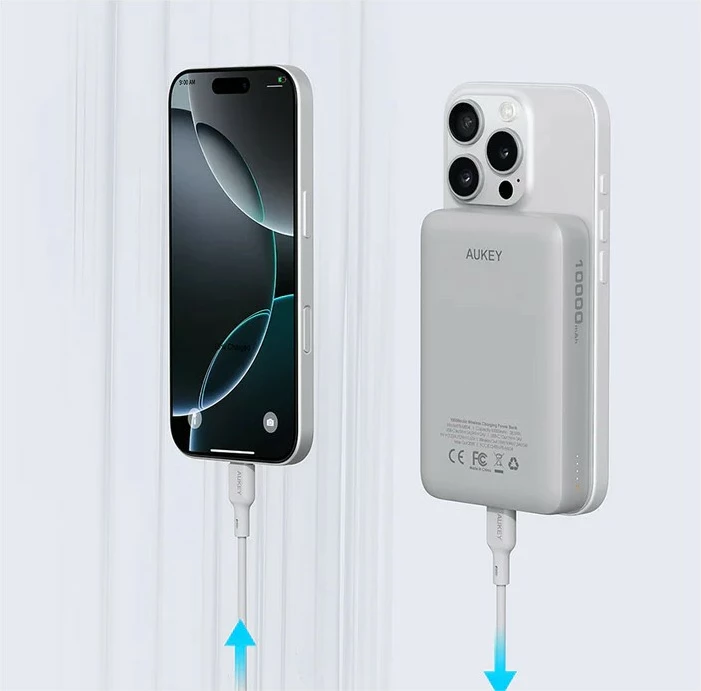 Power bank AUKEY PB-MS04 MagFusion Slim 10000mAh, MagSafe, 20W, Bardhë