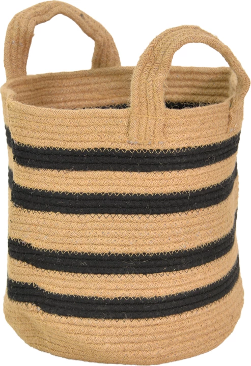 Shportë dekorative Mibra, pambuk-jutë, ngjyrë bezhë-e zezë, 30x30cm