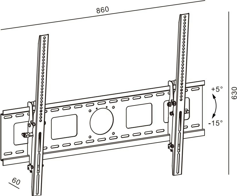 Mbajtëse muri TV, TB TB-851, 55-100 inç, 90 kg, VESA 800x600, e zezë