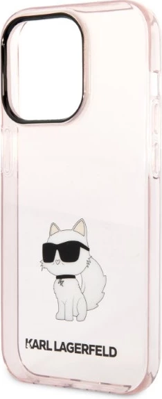 Mbështjellës Karl Lagerfeld Choupette për iPhone 14 Pro Max, Rozë