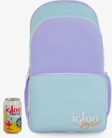 çantë ftohëse shpine IGLOO Soft Retro Backpack Pastel, 20 kanaçe, 28×18×46 cm, pastel blu/lejla