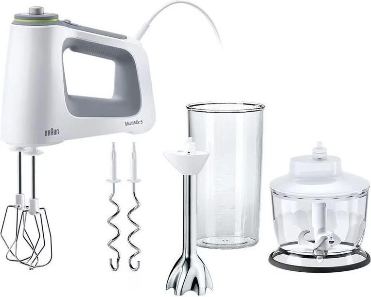 Mikser dore Braun MultiMix 5 HM5137WH, 750W, 9 shpejtësi, bardhë-gri