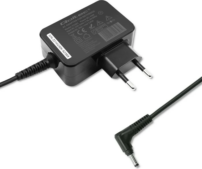 Adapter rryme Qoltec 52393 për Lenovo, 45W, 20V, 2.25A, 4.0x1.7 mm, i zi