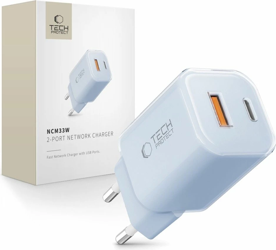 Karikues muri Tech-Protect NCM33W, 2 porta, 33W, Blu